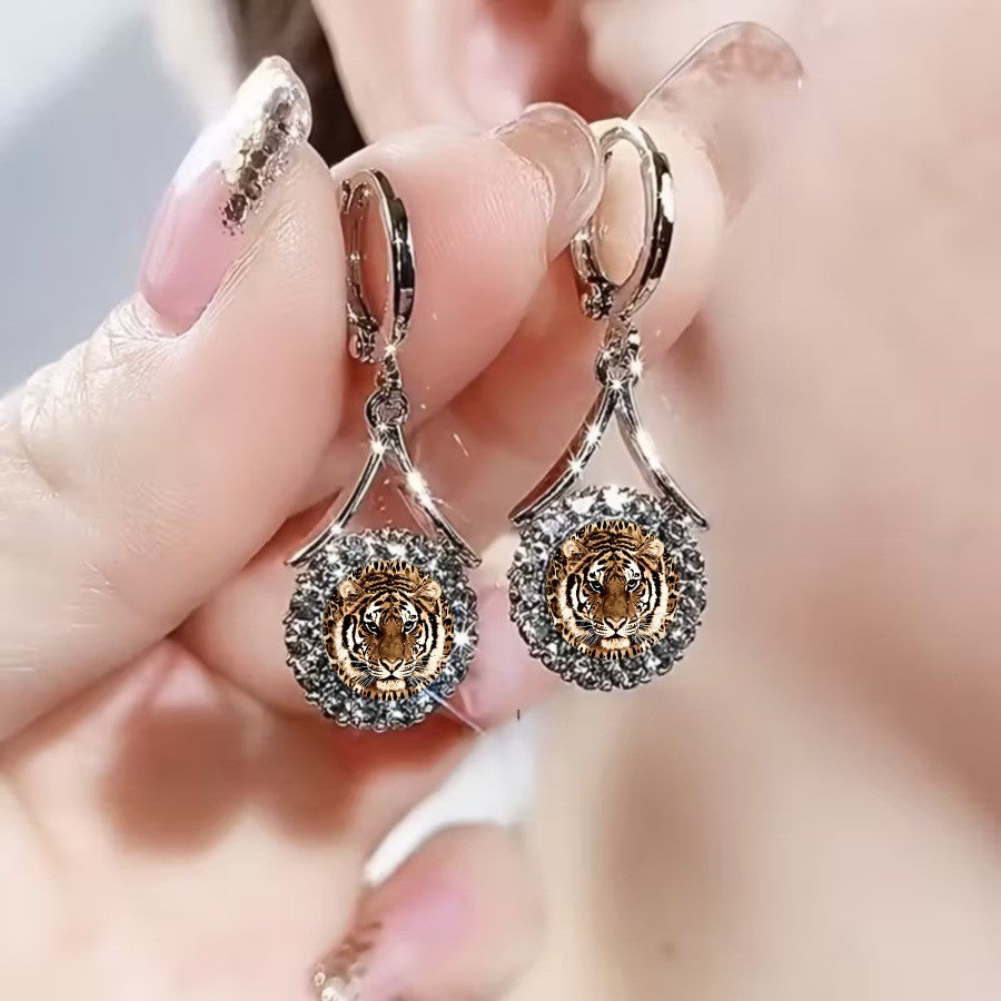 Tiger Crystal Drop Earrings