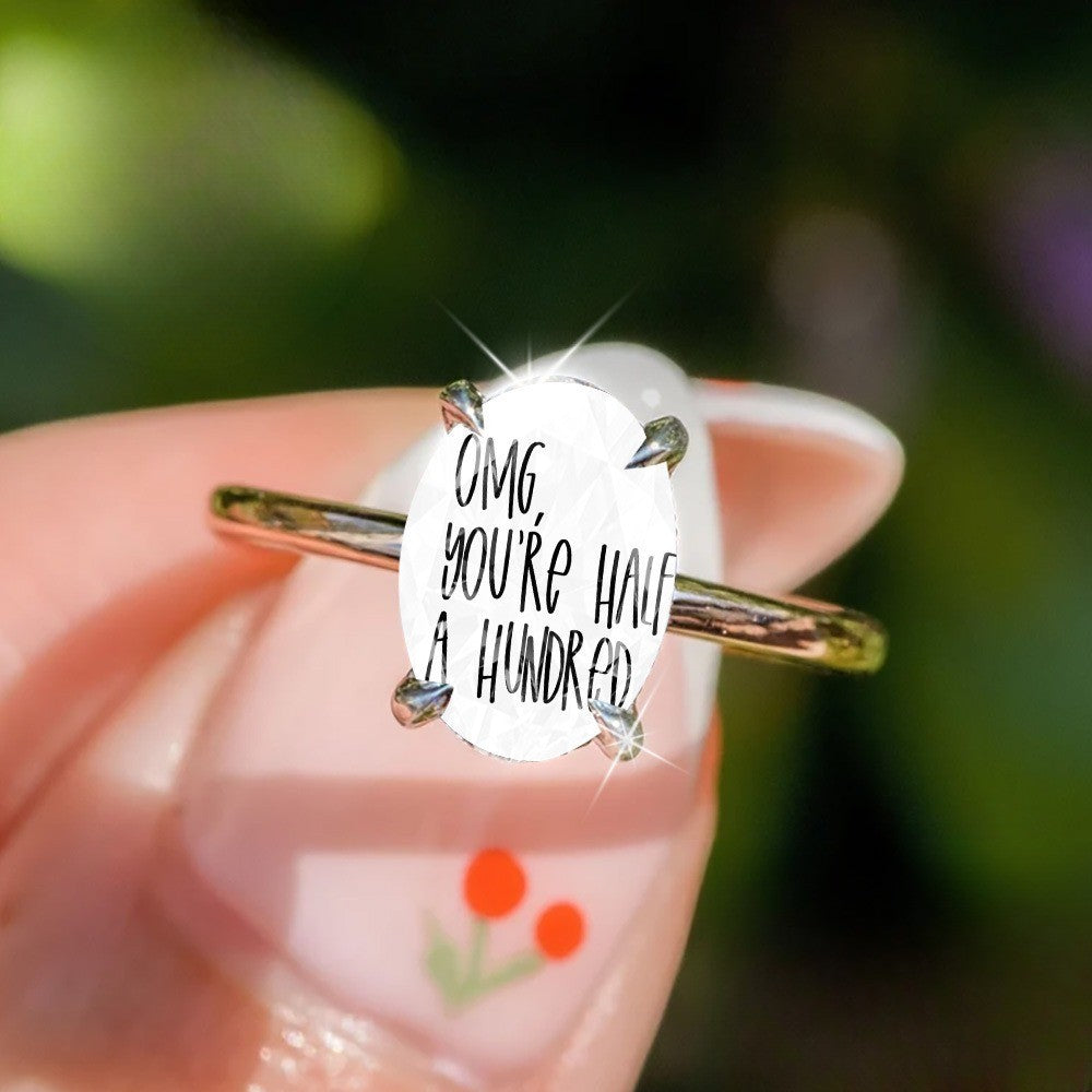 Handwritten Message Oval Ring