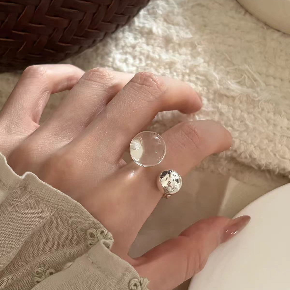 Double Glass Ball Ring