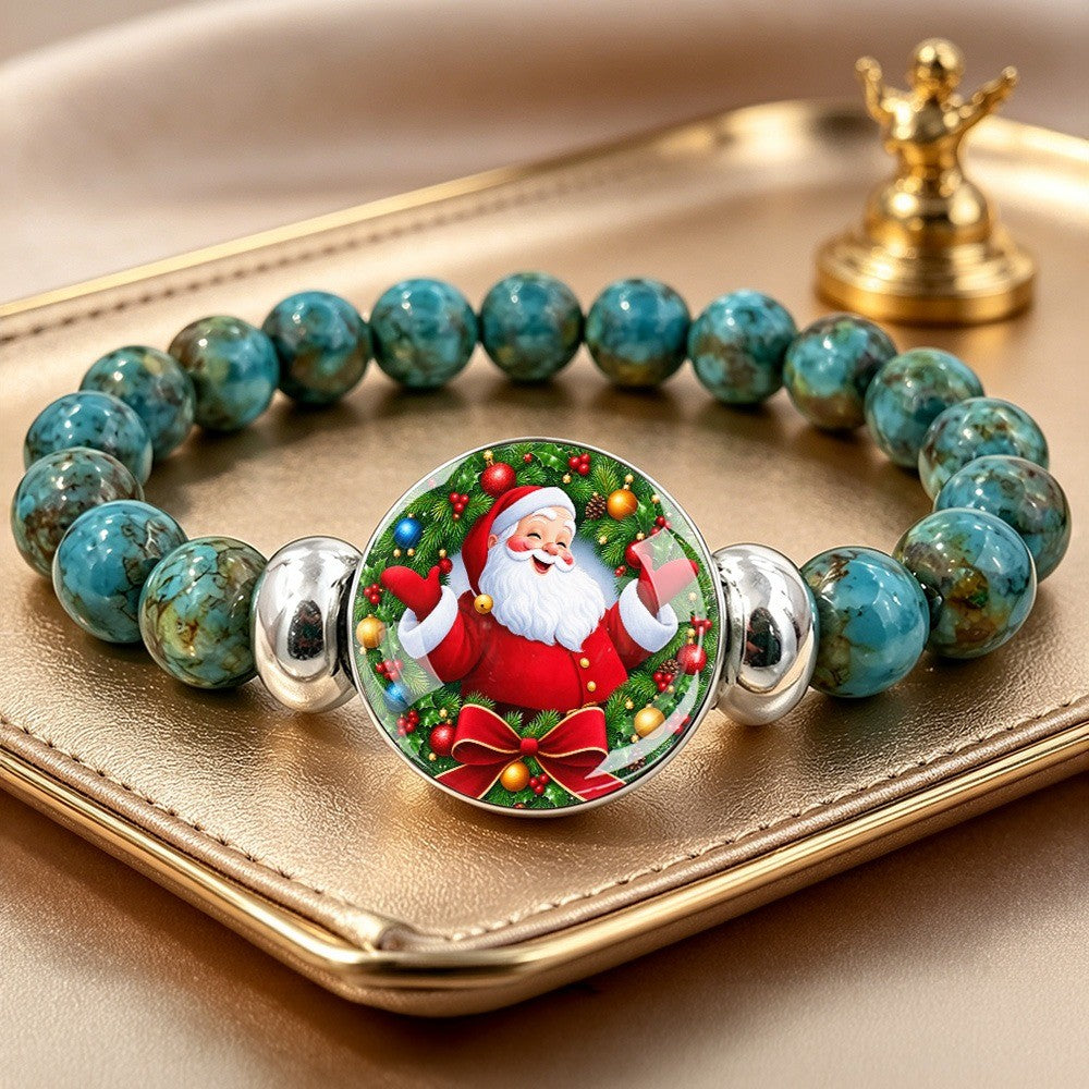 Santa Claus Wreath Bead Bracelet