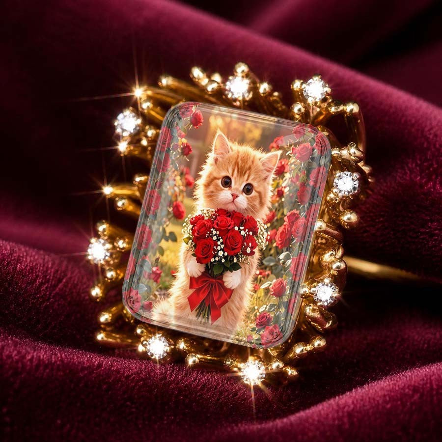 Ginger Cat Bouquet Square Ring