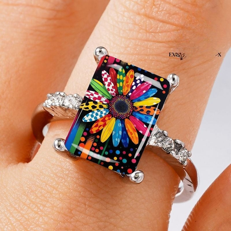 Colorful Polka Dot Daisy Ring