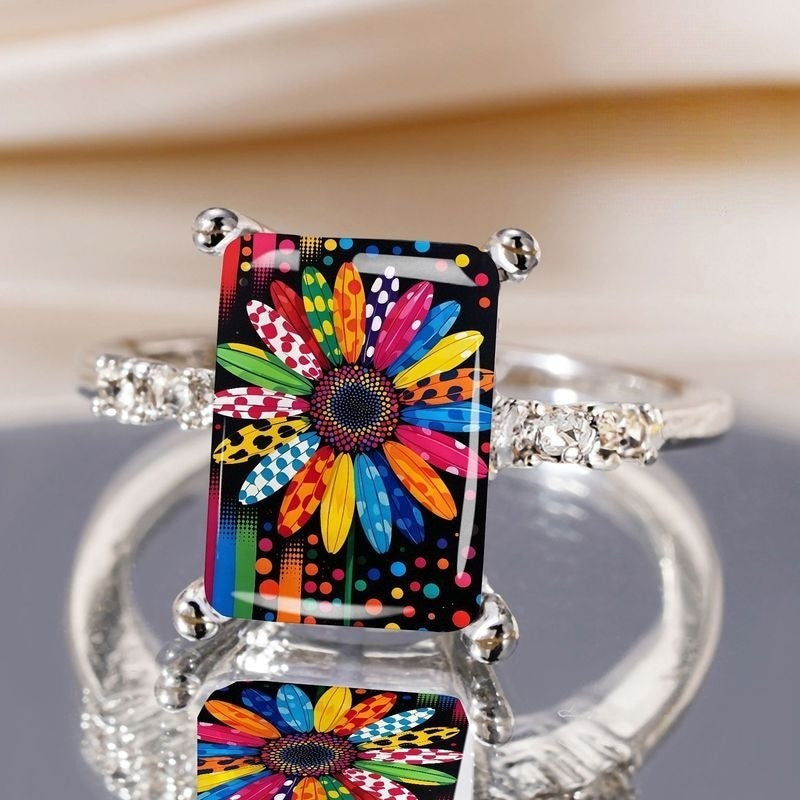 Colorful Polka Dot Daisy Ring
