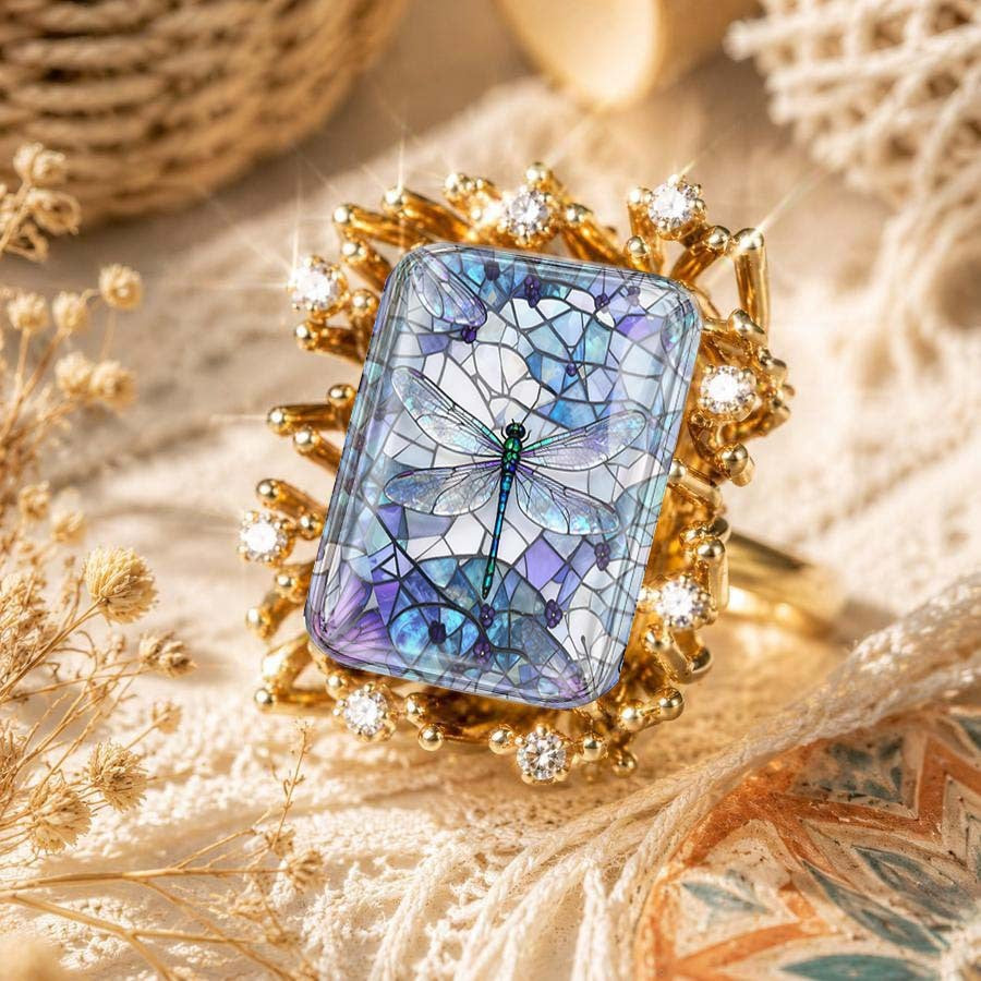 Dragonfly Mosaic Sunburst Ring