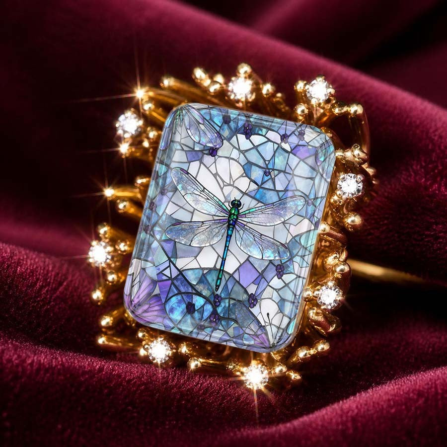 Dragonfly Mosaic Sunburst Ring
