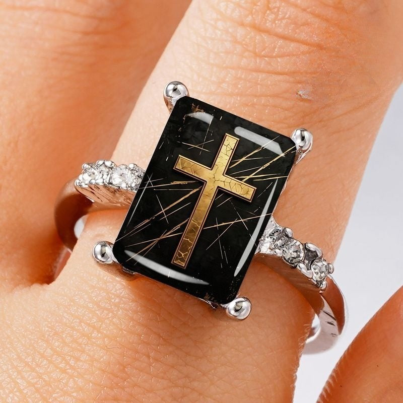 Black Cross Statement Ring