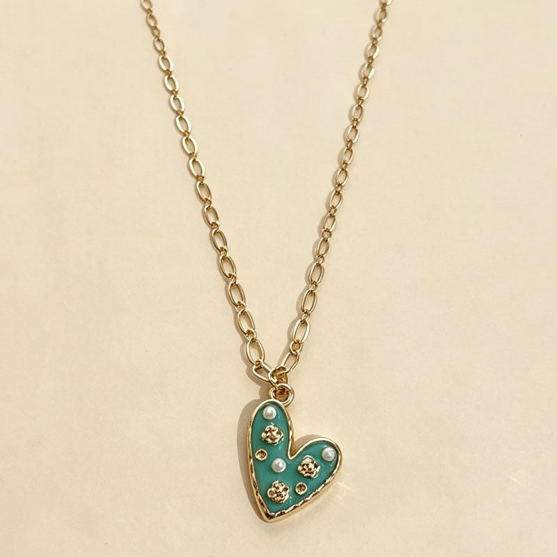 Enamel Floral Heart Necklace