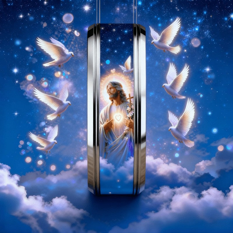 Jesus & Doves Inlay Ring