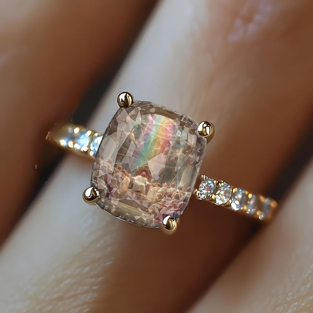 Heavenly Temple Square Ring