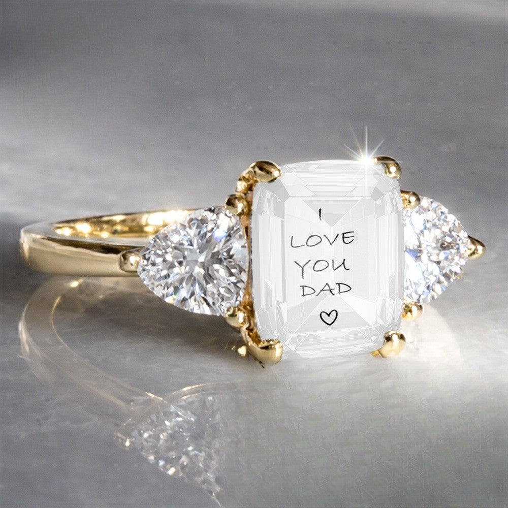 Handwritten Dad Love Three-Stone Ring