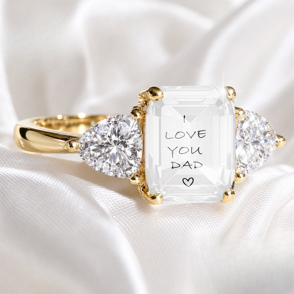 Handwritten Dad Love Three-Stone Ring