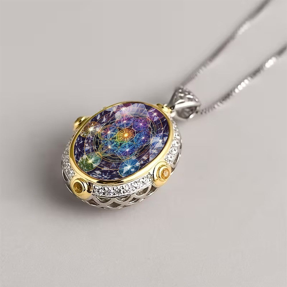 Rainbow Sacred Geometry Pendant Necklace