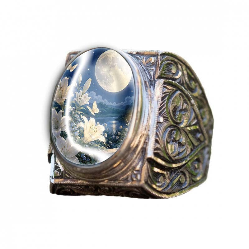 Moonlight Lily Landscape Ring