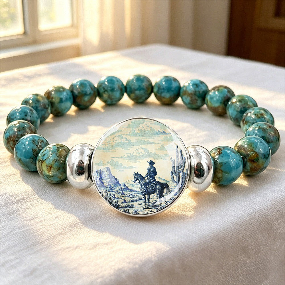 Cowboy Scene Stone Bracelet