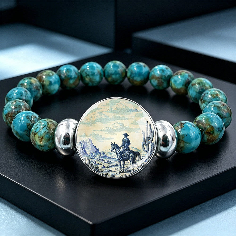 Cowboy Scene Stone Bracelet