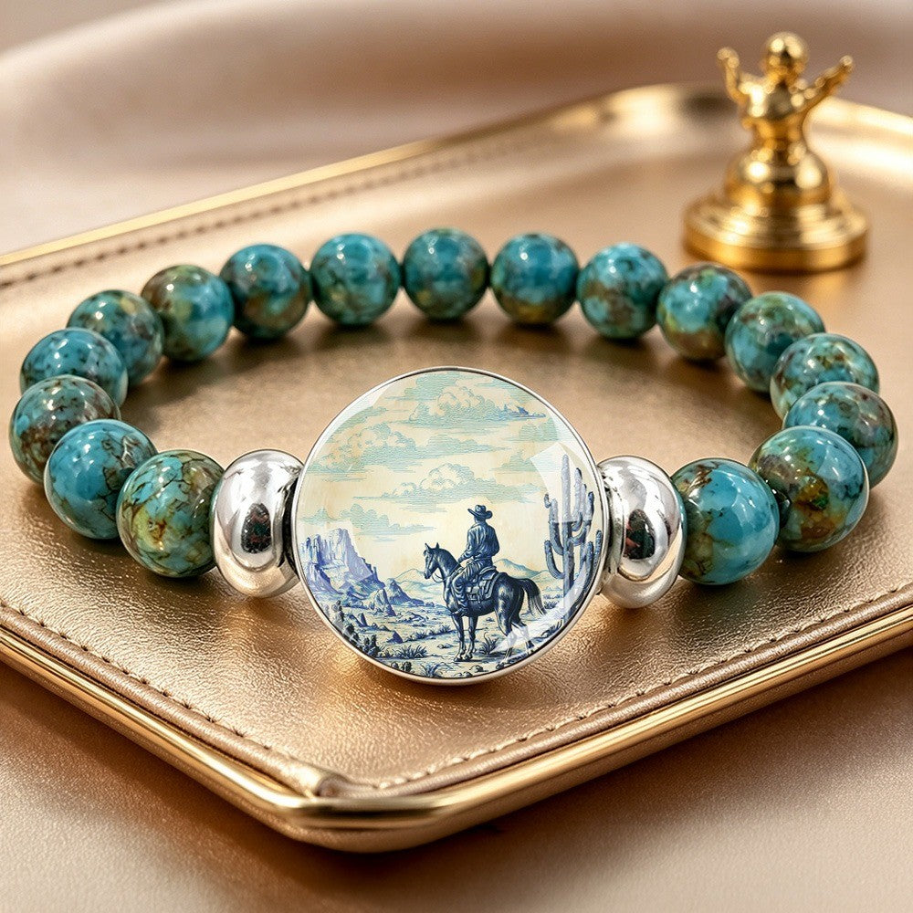 Cowboy Scene Stone Bracelet