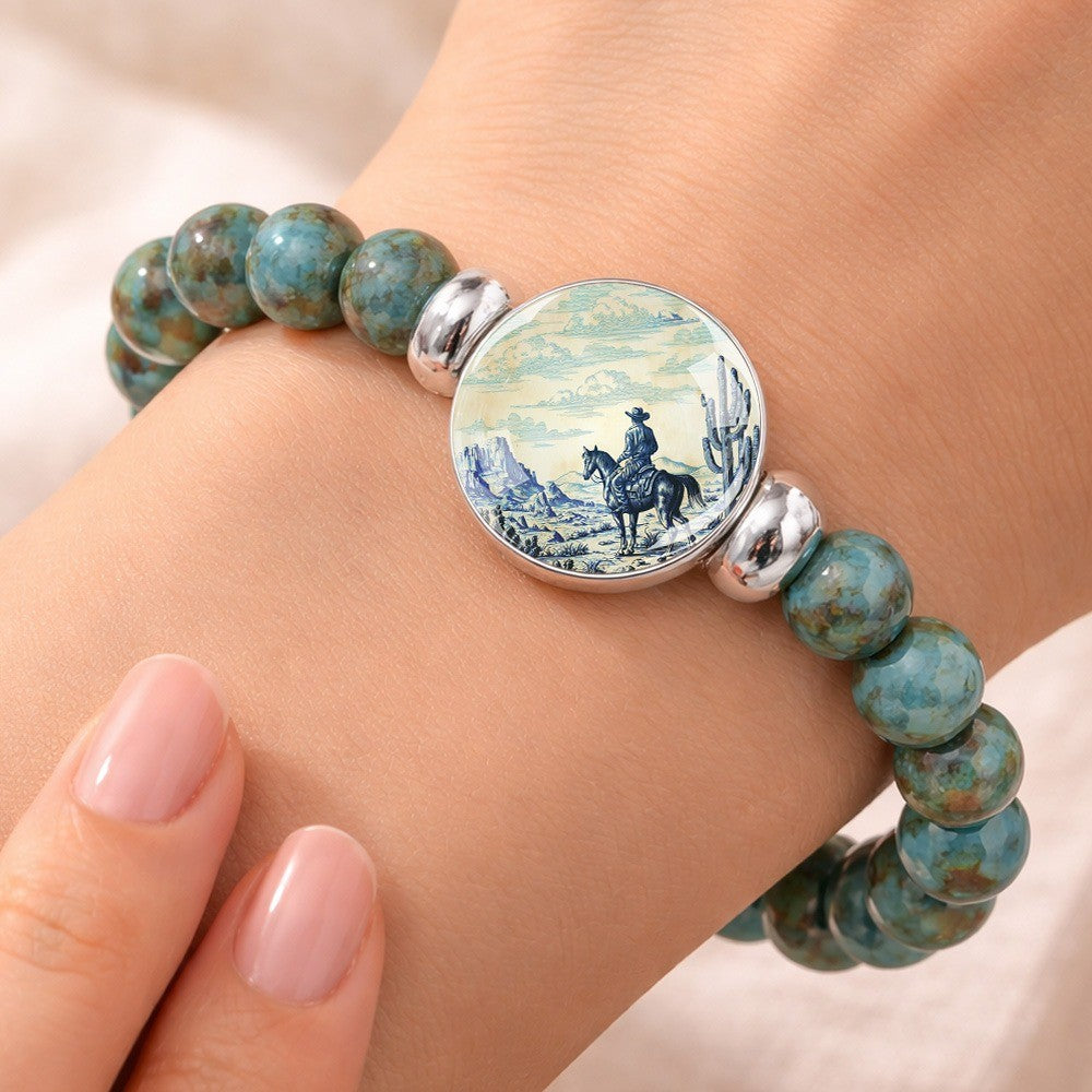 Cowboy Scene Stone Bracelet