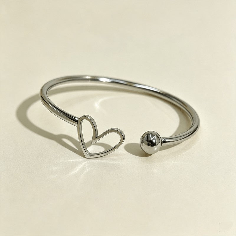 Heart & Butterfly Open Cuff Bracelet