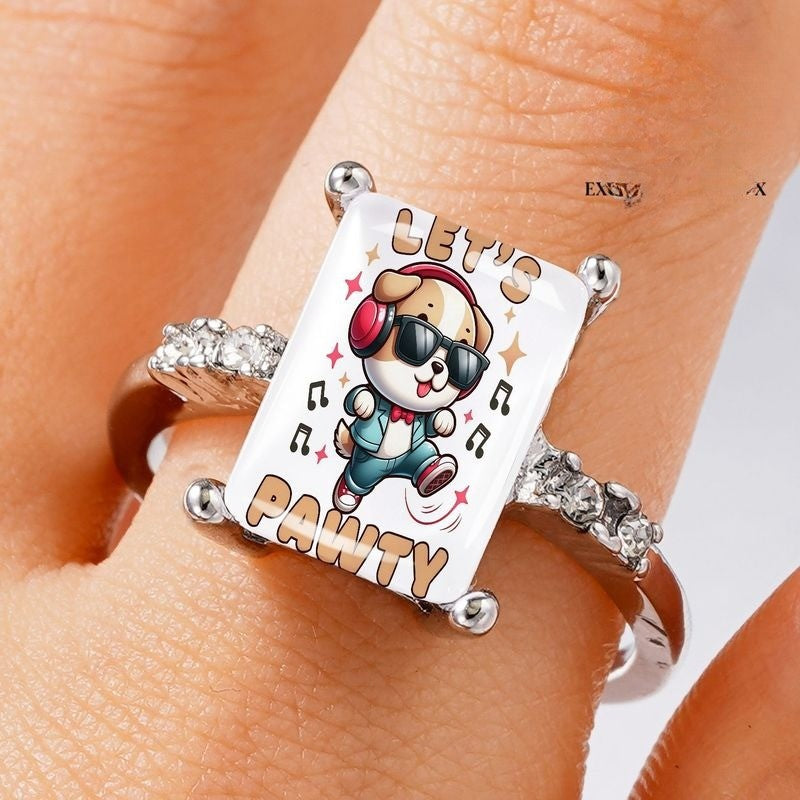 Playful Puppy Rectangle Ring
