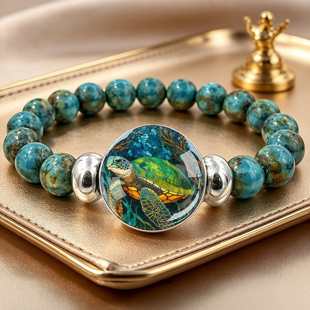 Sea Turtle Glass Cabochon Bracelet