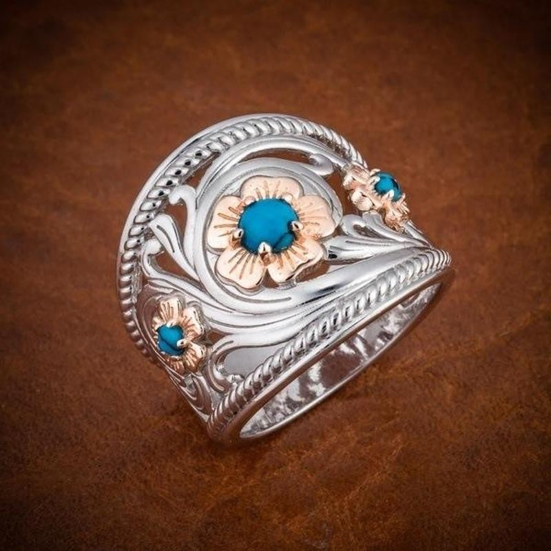 Two-Tone Floral Swirl Ring