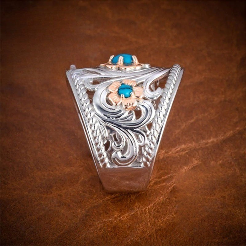 Two-Tone Floral Swirl Ring