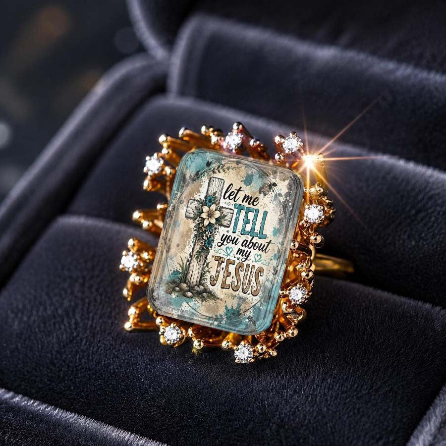 Floral Cross Message Statement Ring
