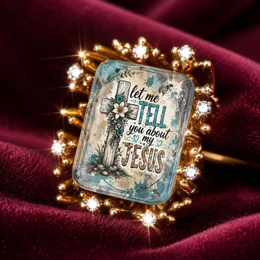 Floral Cross Message Statement Ring