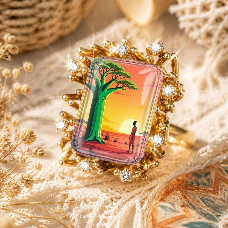 Sunset Tree Statement Ring