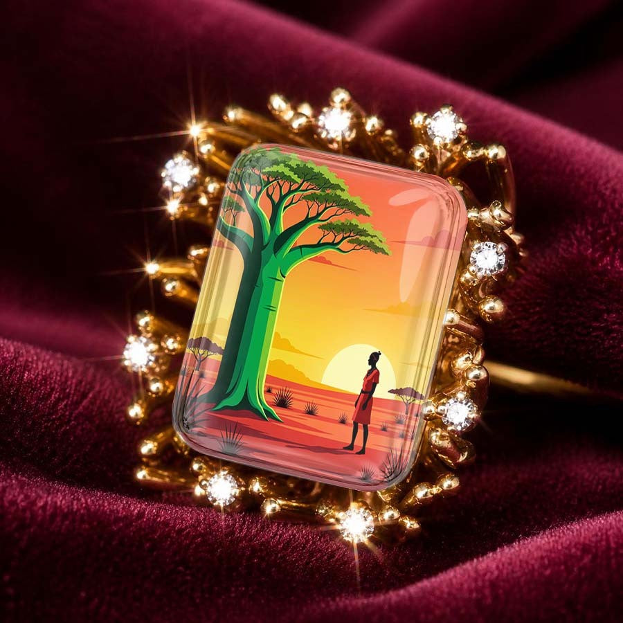 Sunset Tree Statement Ring