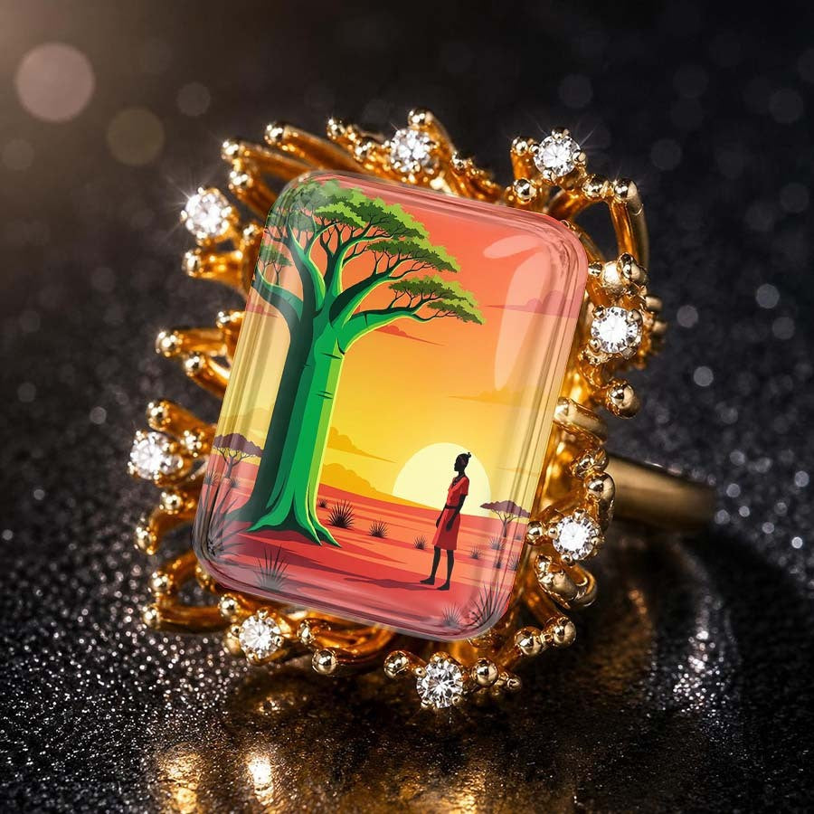 Sunset Tree Statement Ring