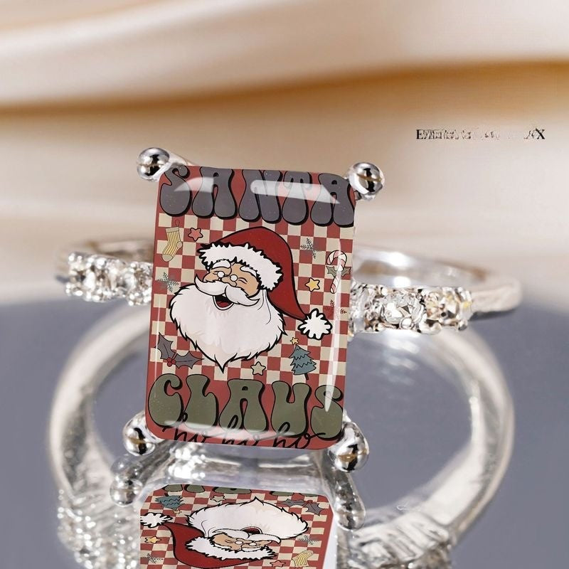 Santa Claus Checkered Glass Ring