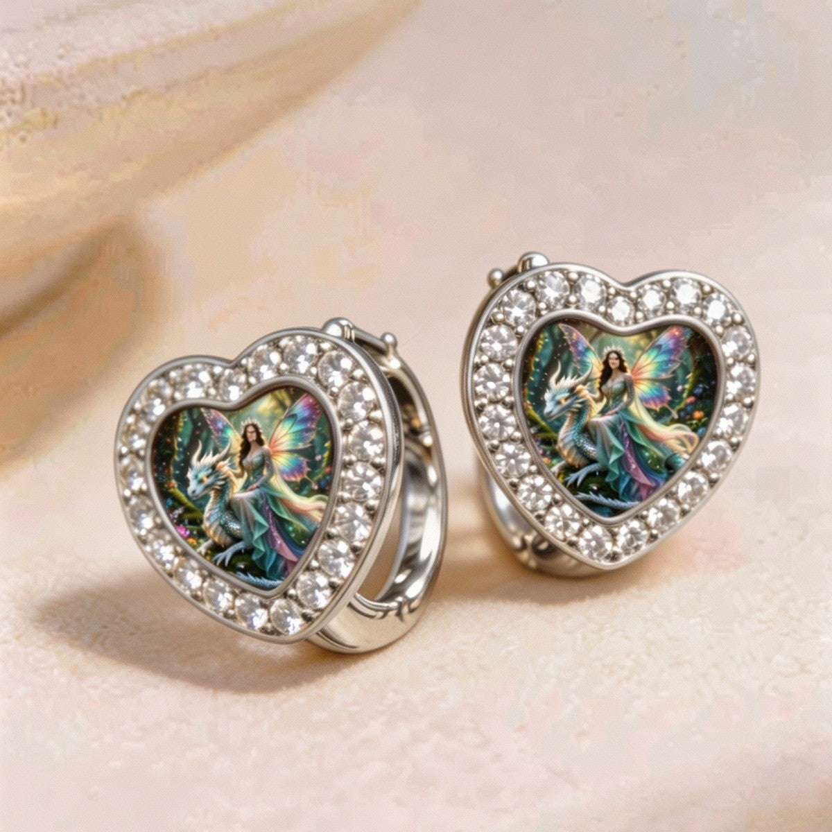 Fairy & Dragon Heart Hoop Earrings