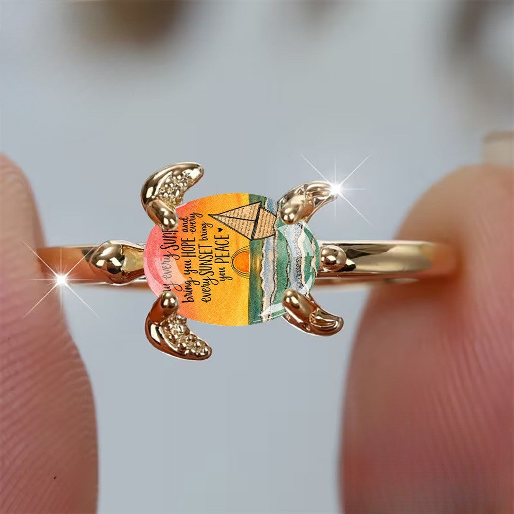 Sunset Sailboat Turtle Ring