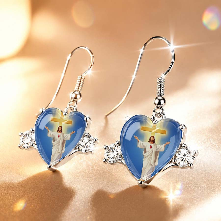 Jesus Heart Dangle Earrings