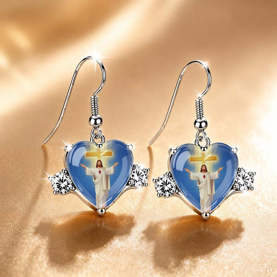 Jesus Heart Dangle Earrings