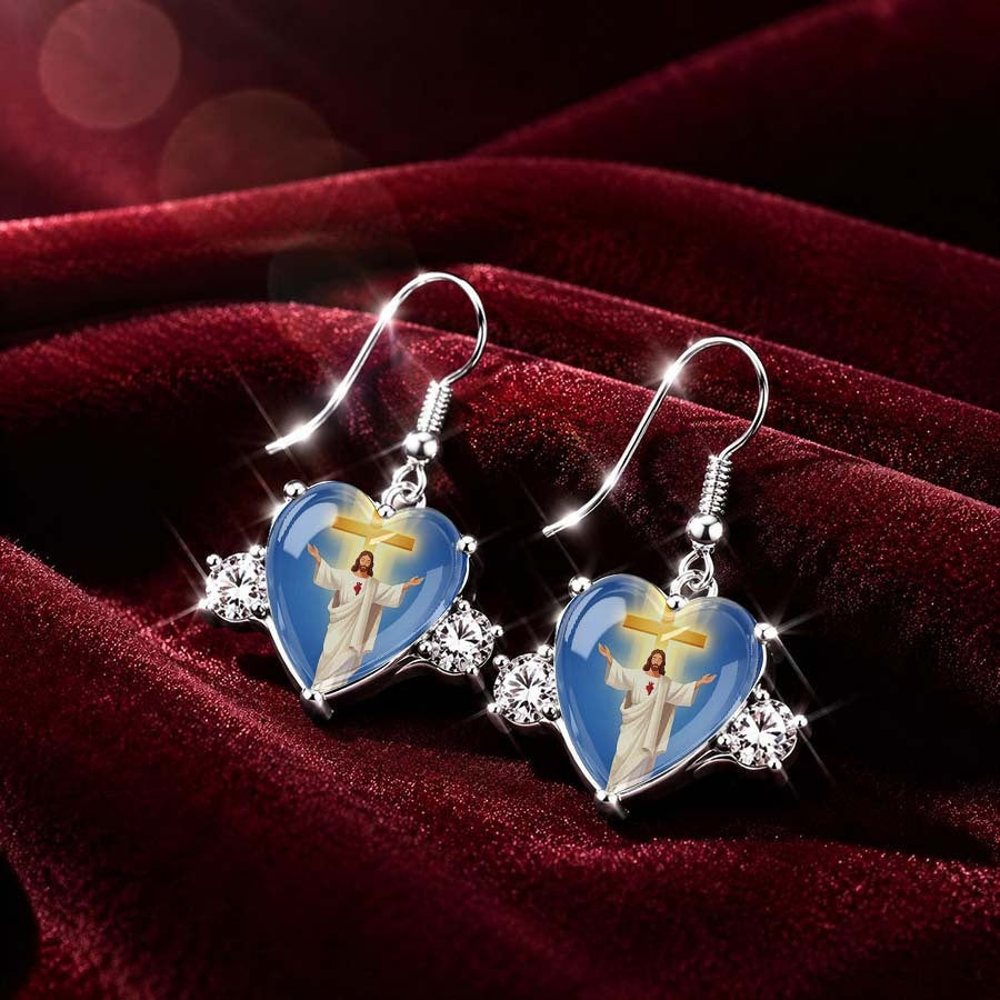 Jesus Heart Dangle Earrings