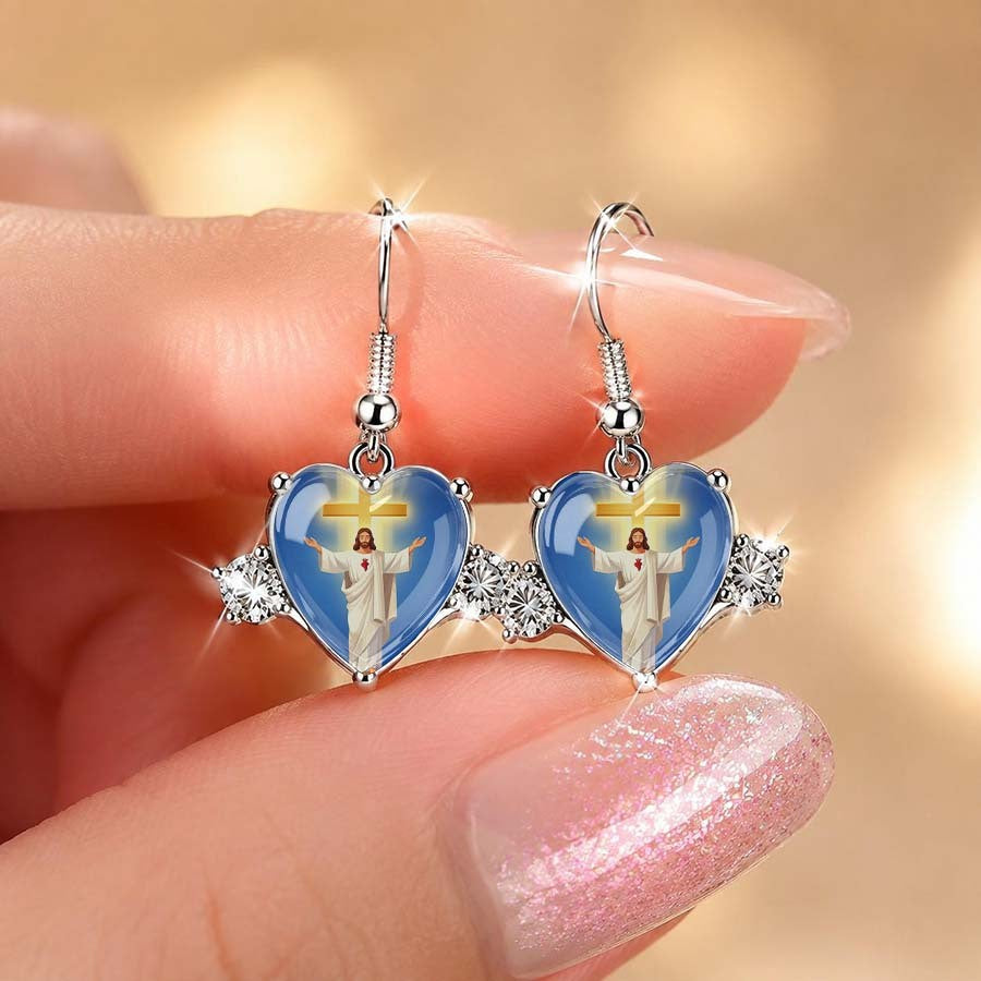 Jesus Heart Dangle Earrings