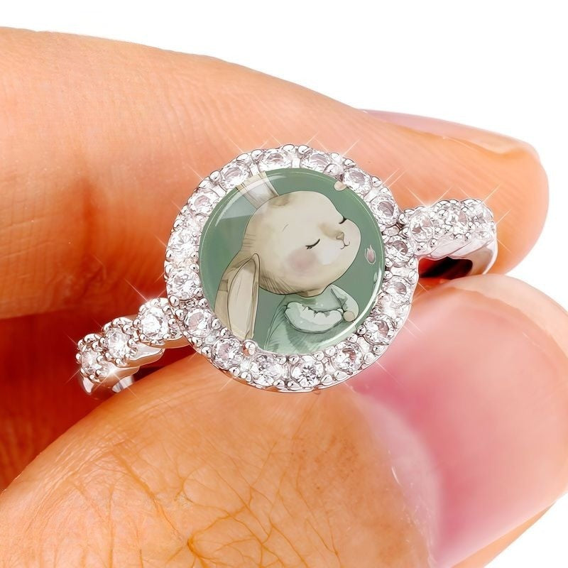 Sleeping Bunny Crystal Ring