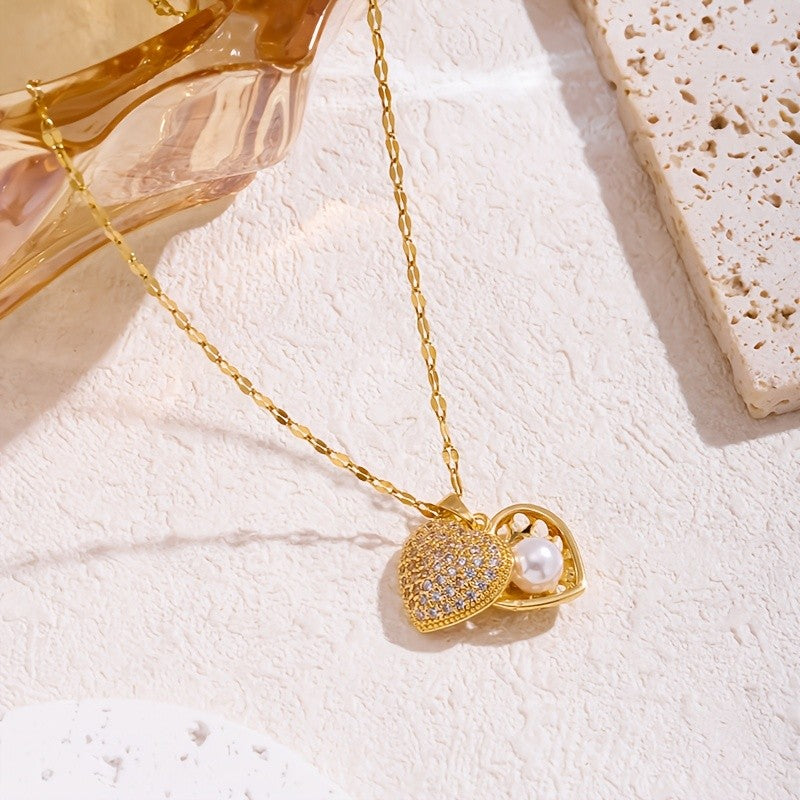 Crystal Pave Heart Locket Necklace