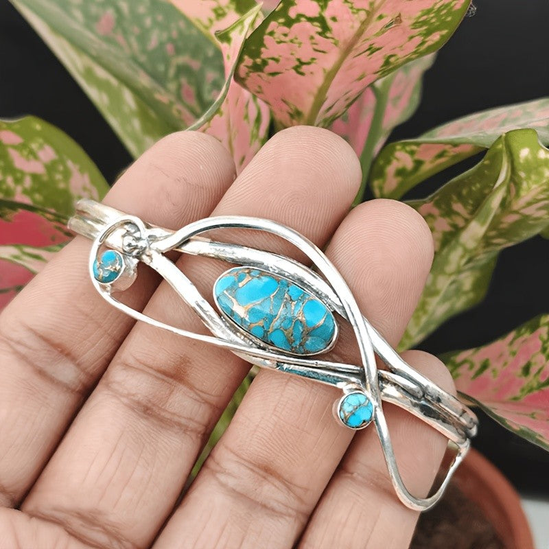 Turquoise Twisted Wire Cuff Bangle