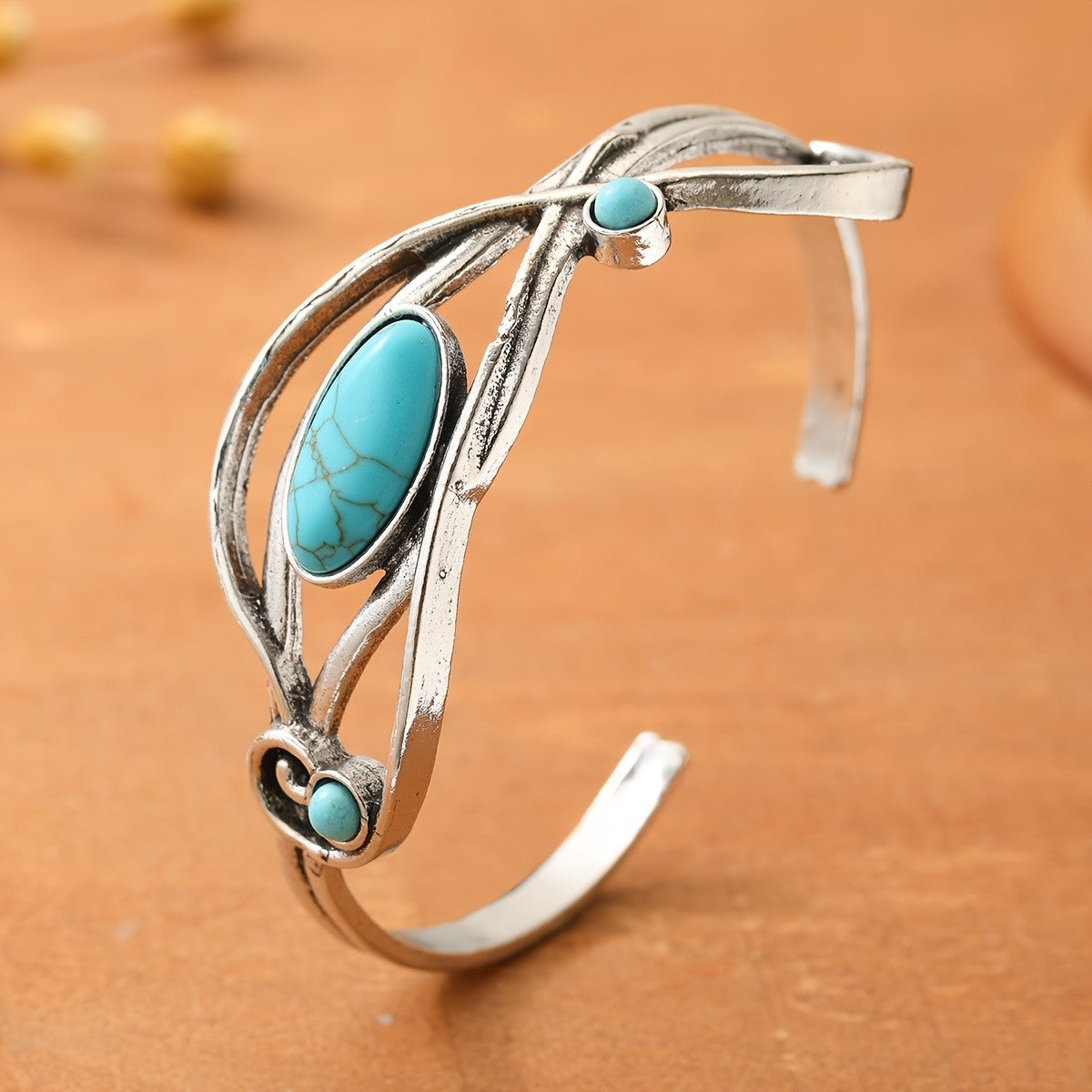 Turquoise Twisted Wire Cuff Bangle
