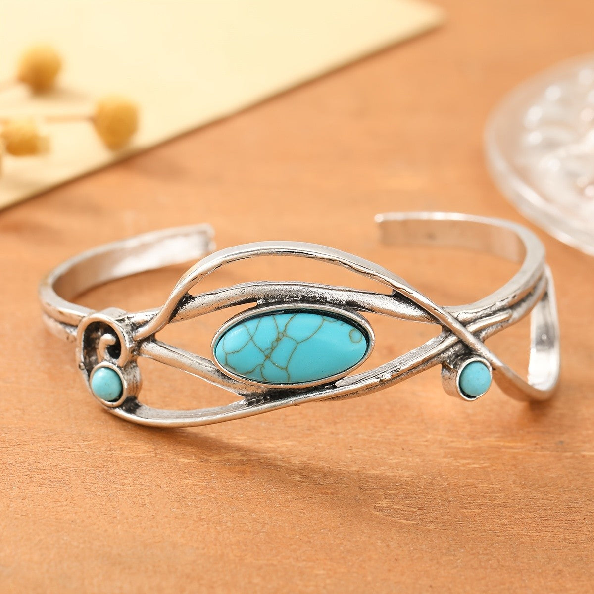 Turquoise Twisted Wire Cuff Bangle