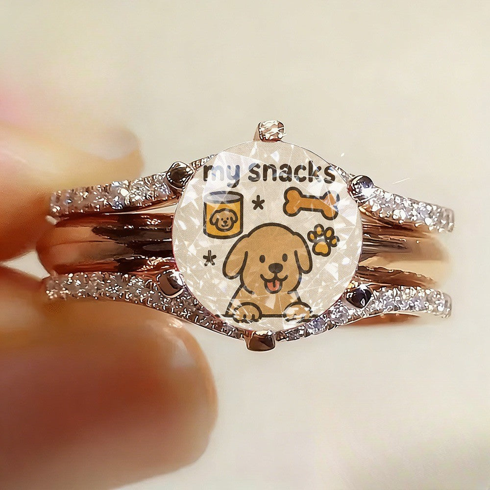 Puppy Snacks Crystal Ring