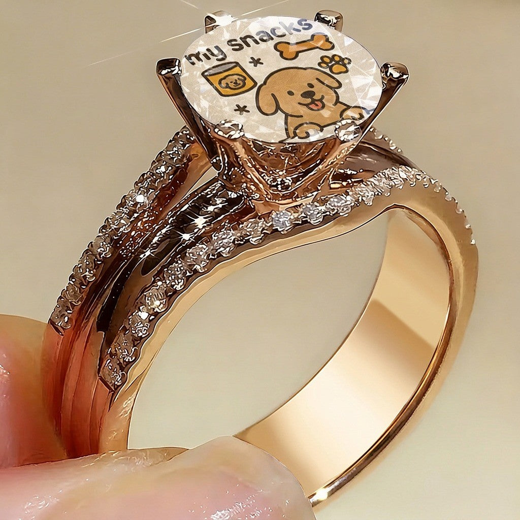 Puppy Snacks Crystal Ring