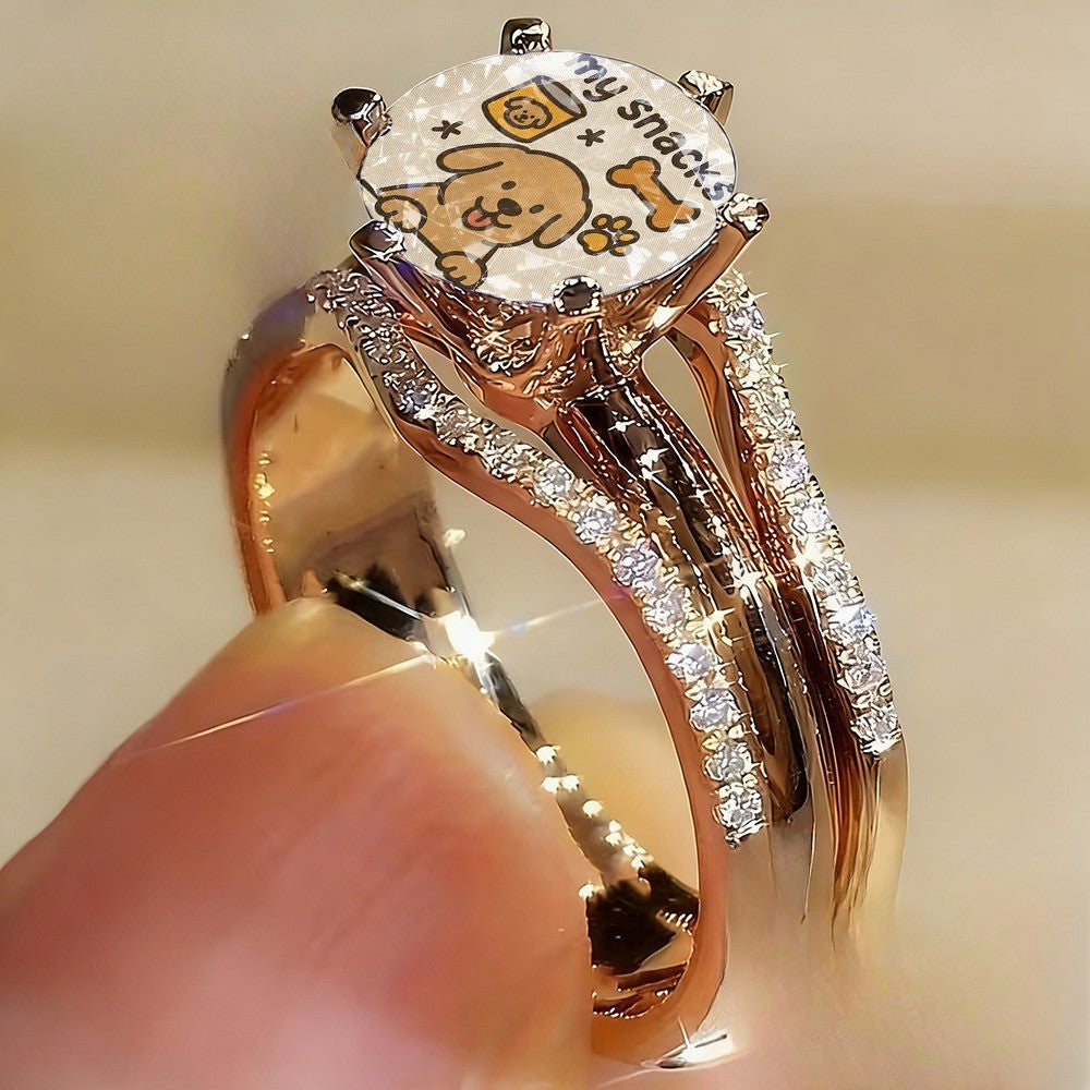 Puppy Snacks Crystal Ring