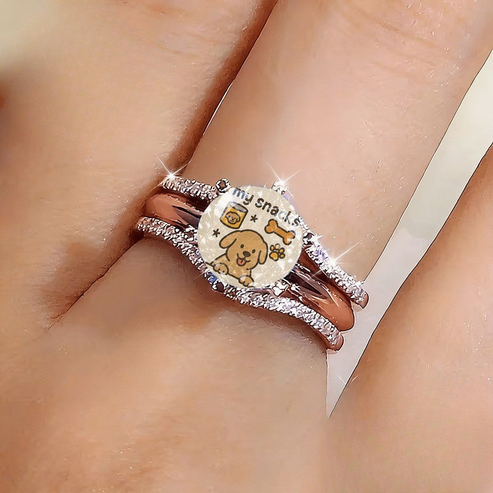 Puppy Snacks Crystal Ring