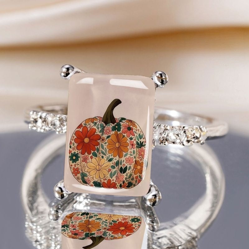 Floral Pumpkin Square Ring