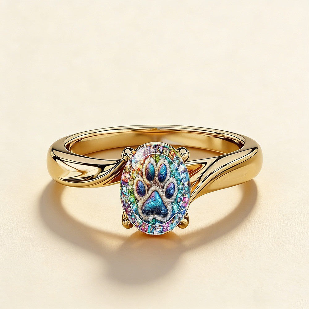 Colorful Paw Print Ring