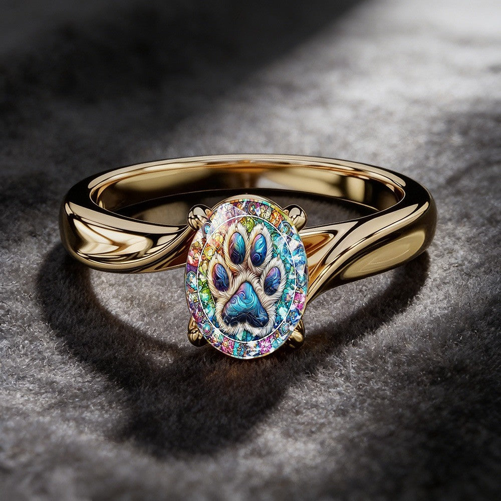 Colorful Paw Print Ring